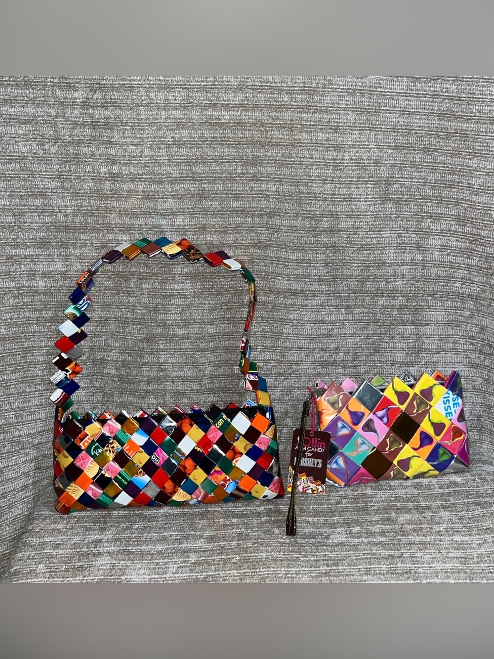 Vintage Y2K Recycled Candy Snack Wrappers Upcycled Handbag and Wristlet Girls
